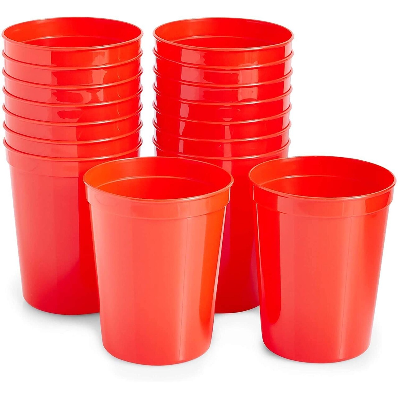 Red Stadium Cups, Reusable Plastic Party Tumblers (16 oz, 16 Pack)